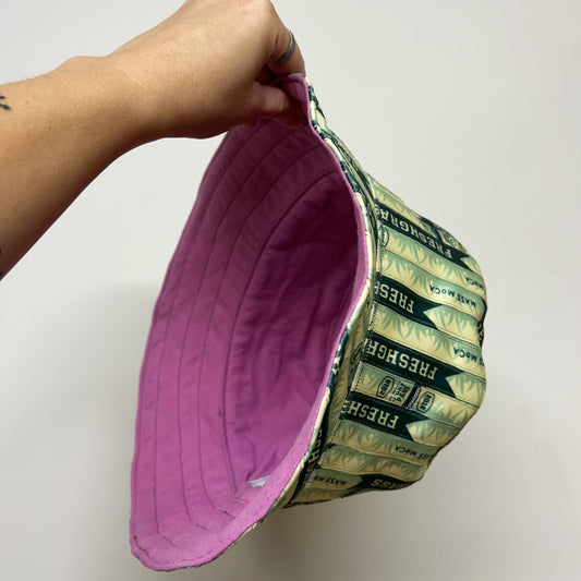 FreshGrass Wristband Bucket Hat: Light Green w/Pink Lining