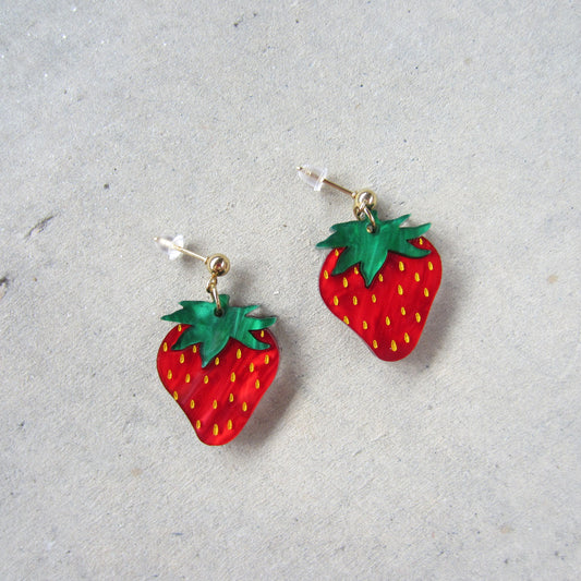 Mini Strawberry Acrylic Earrings