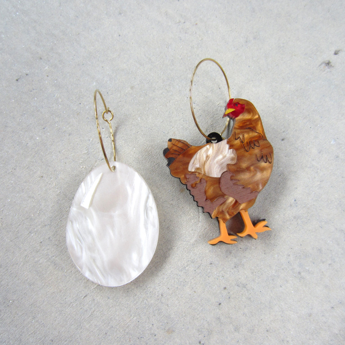 Chicken and Egg Acrylic Earrings