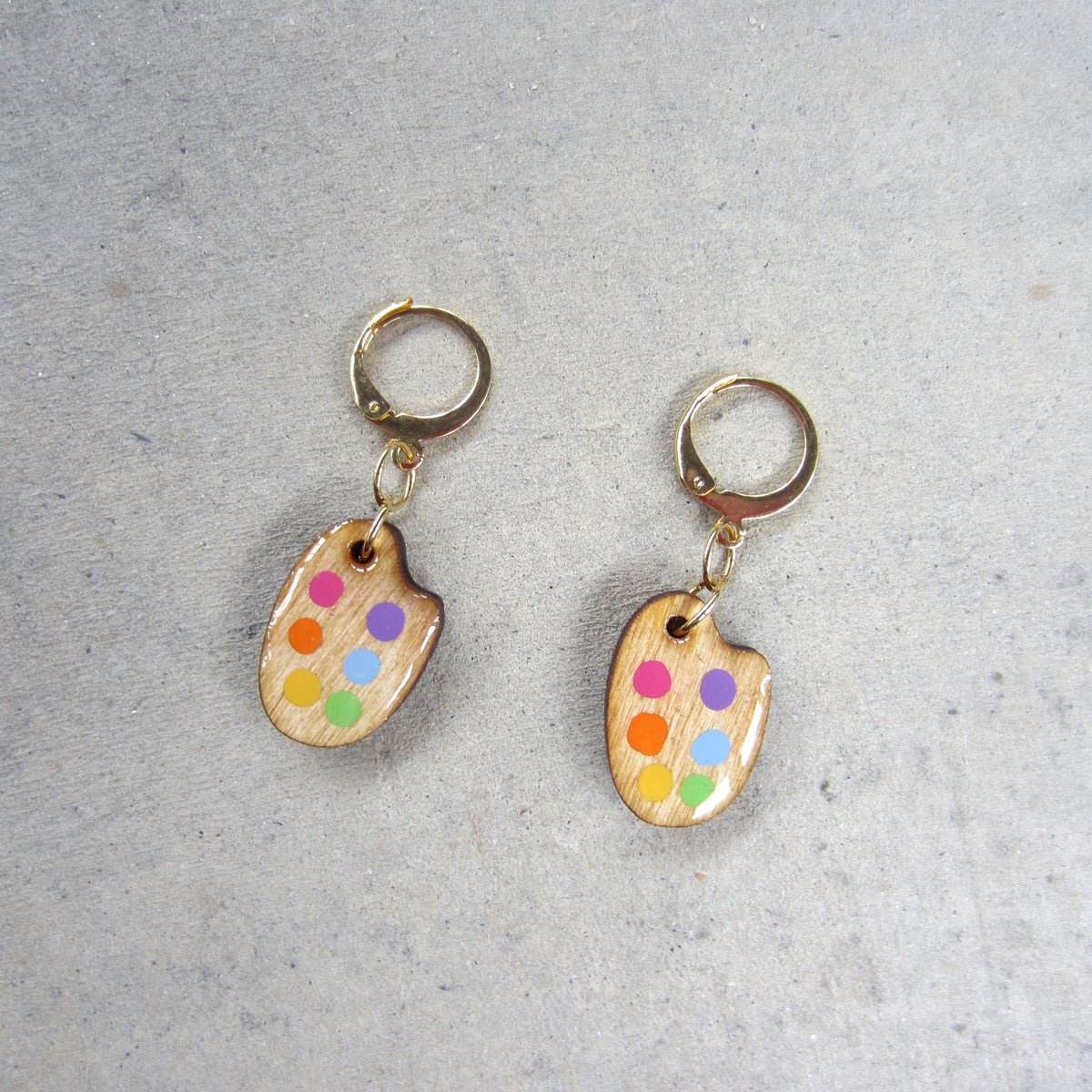 Mini Paint Palette Wooden Earrings