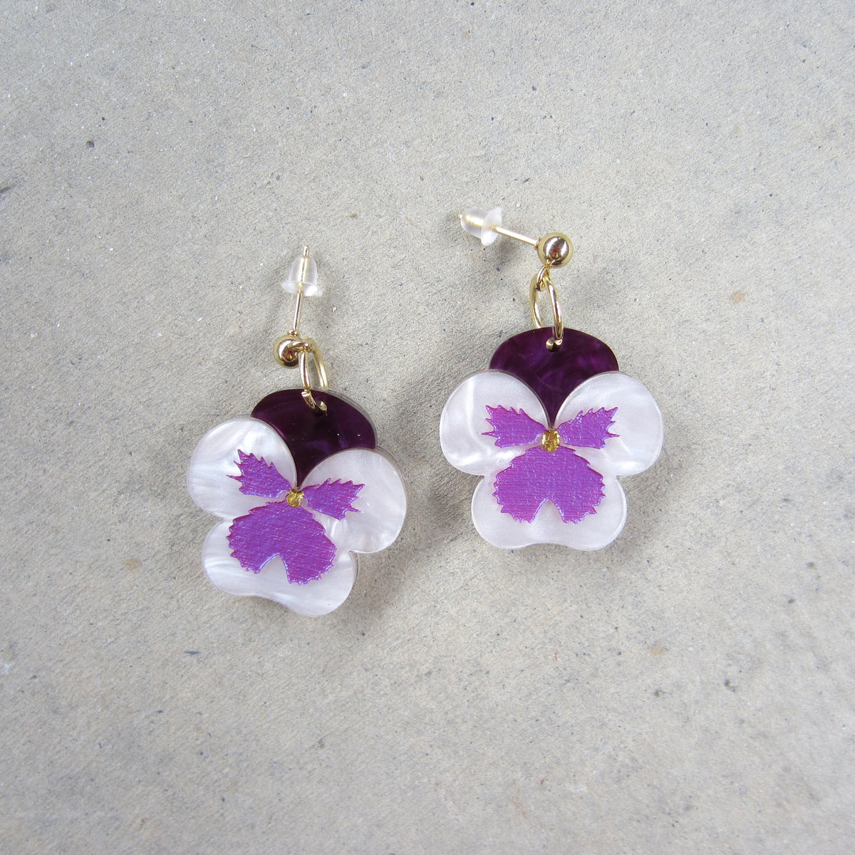 Mini Pansies Acrylic Earrings
