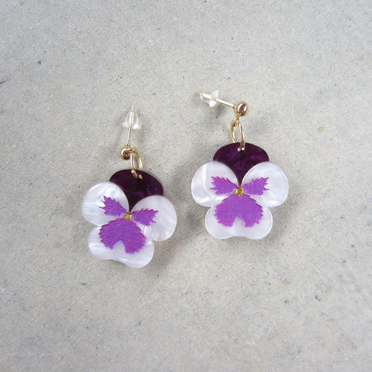 Mini Pansies Acrylic Earrings