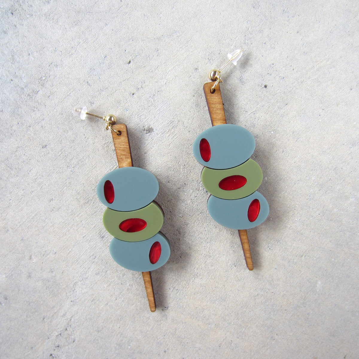 Olive the Feels Acrylic and Wood Earrings
