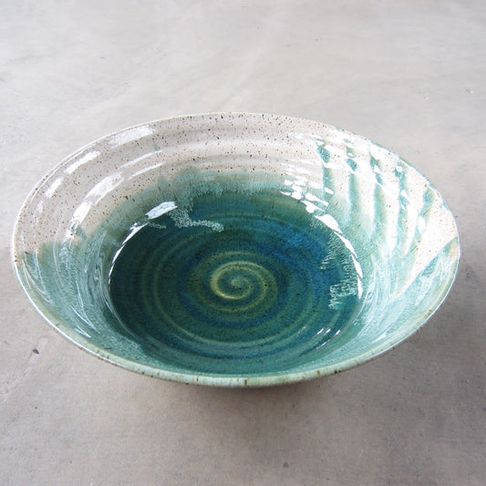 XL Handmade Ceramic Serving Bowl: Ocean Surf