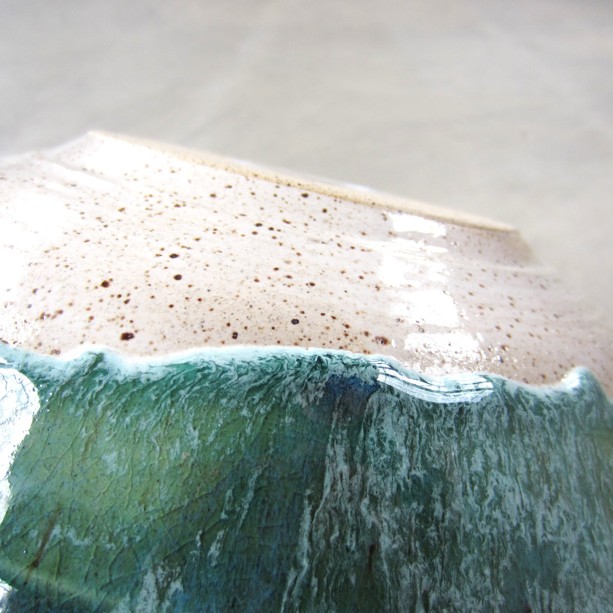 XL Handmade Ceramic Serving Bowl: Ocean Surf