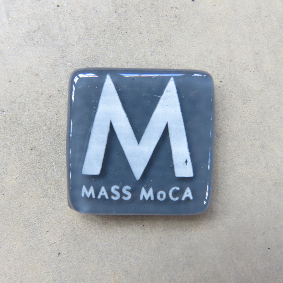 MASS MoCA Glass Magnet: Slate Grey and White