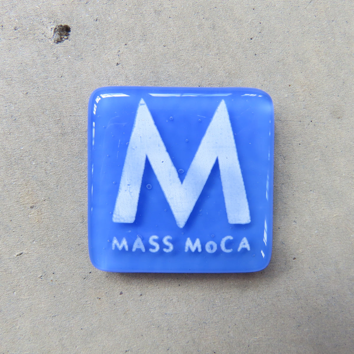 MASS MoCA Glass Magnet: Cobalt Blue and White
