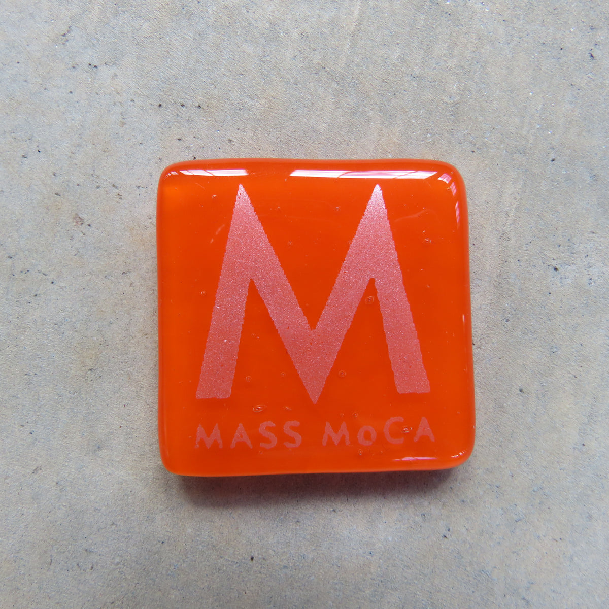 MASS MoCA Glass Magnet: Orange and Silver