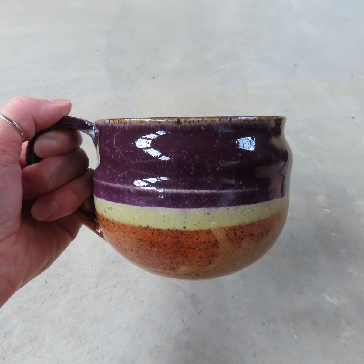 XL Handmade Ceramic Mug: Plum, Nutmeg and Cinnamon