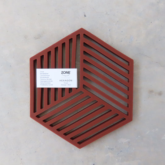 Hexagon Kitchen Trivet: Burgundy