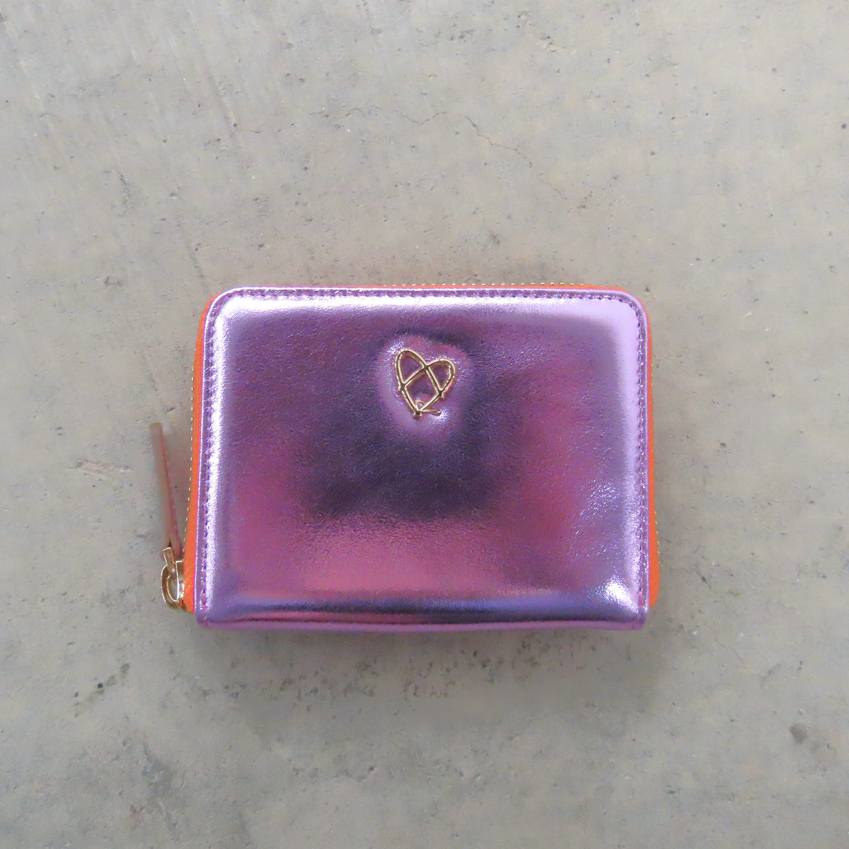 Bella Mini Wallet: Pink with Orange Zipper