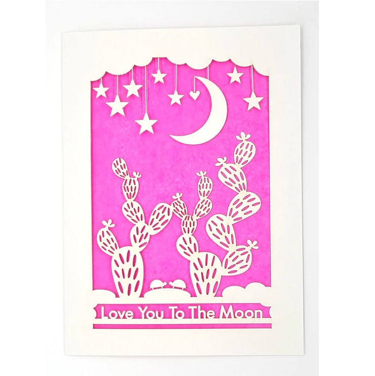 Laser Cut Greeting Card: Love You to the Moon