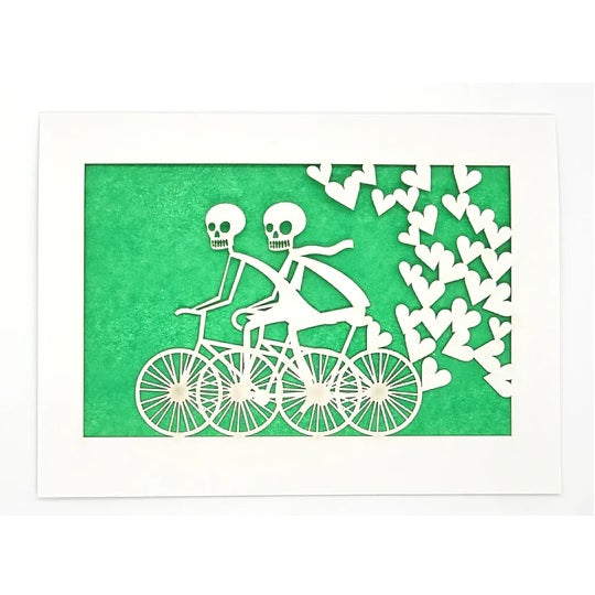 Laser Cut Greeting Card: 2 Calaveras on a Bike