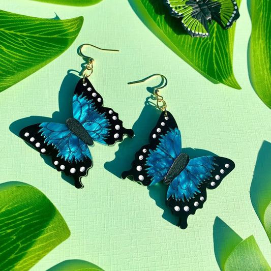 Blue Morpho Butterfly Acrylic Earrings