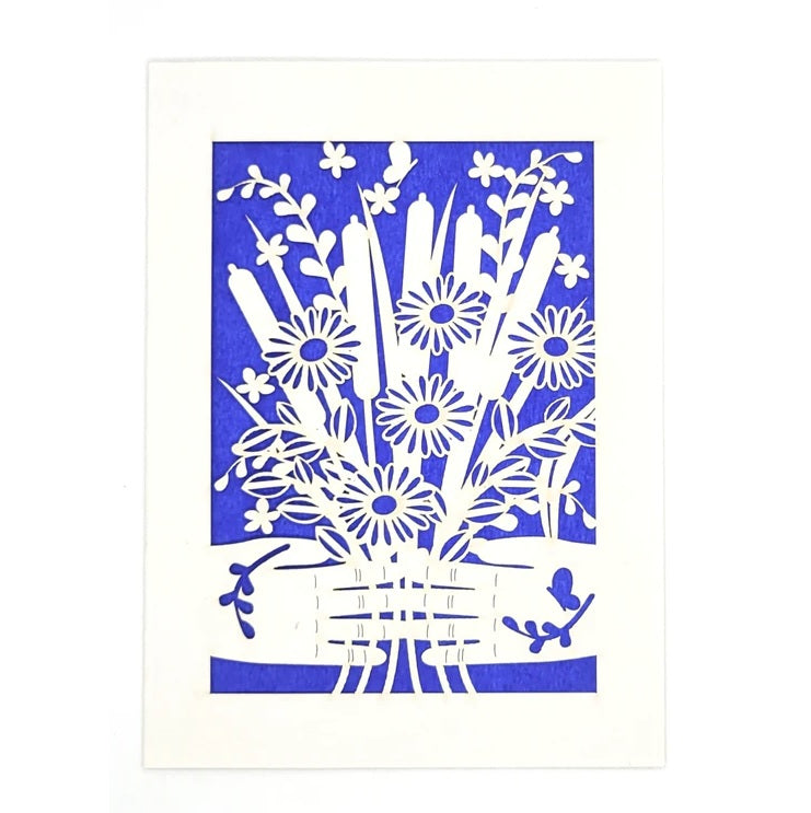 Laser Cut Greeting Card: Hands Holding Flowers