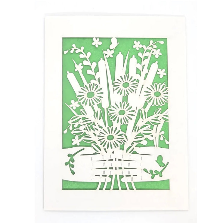 Laser Cut Greeting Card: Hands Holding Flowers