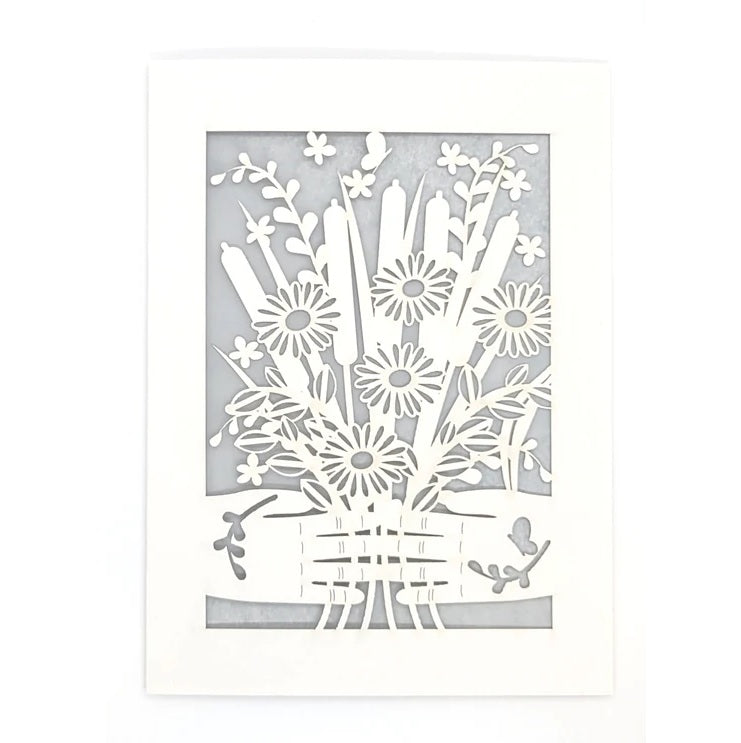Laser Cut Greeting Card: Hands Holding Flowers