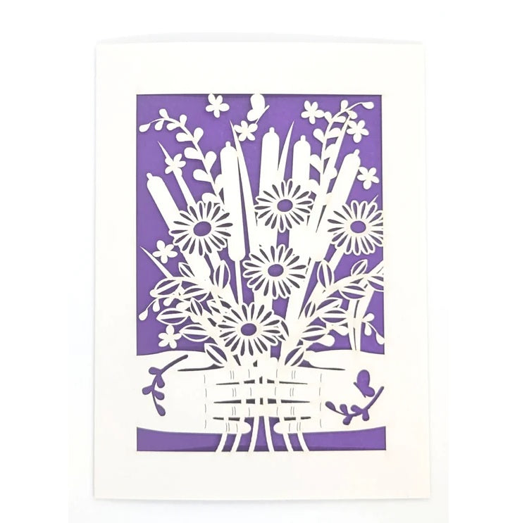 Laser Cut Greeting Card: Hands Holding Flowers