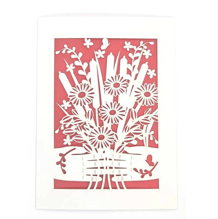 Laser Cut Greeting Card: Hands Holding Flowers