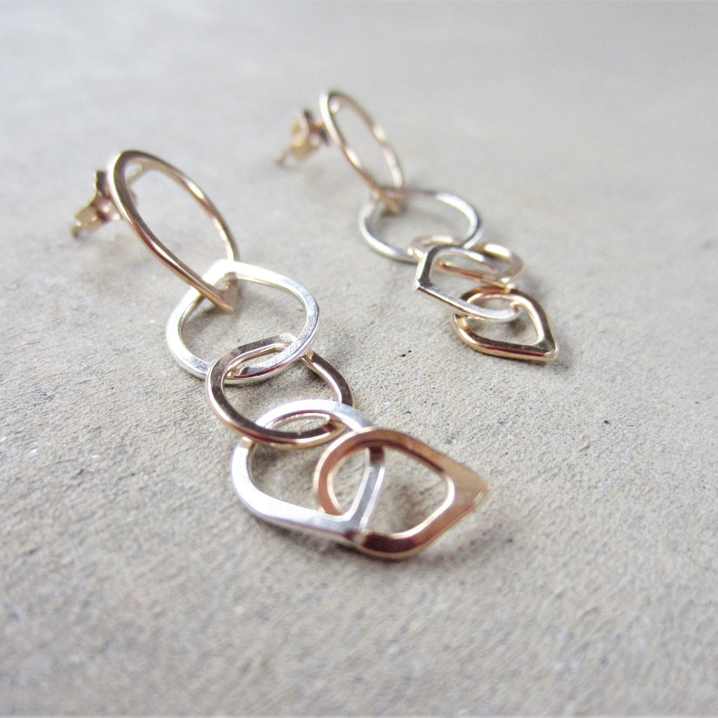 Waterfall Post Earrings in Mixed Metals