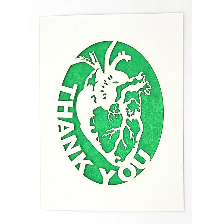 Laser Cut Greeting Card: Thank You Human Heart
