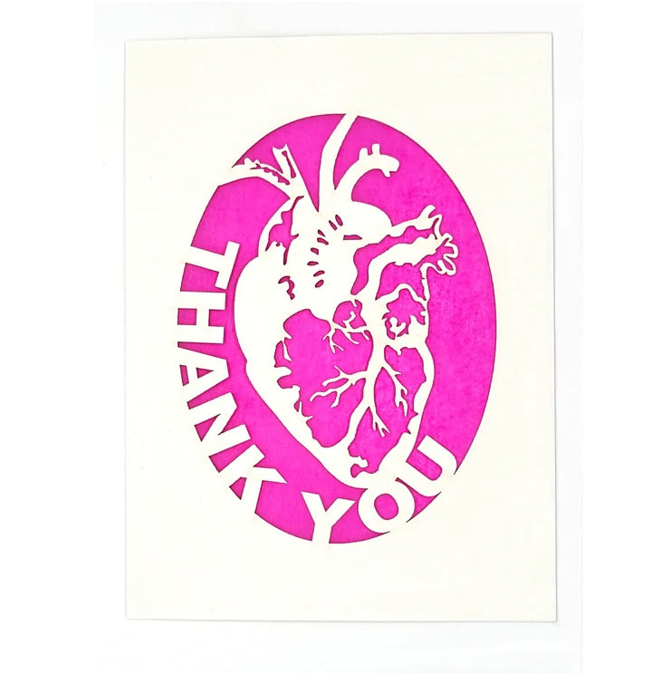 Laser Cut Greeting Card: Thank You Human Heart