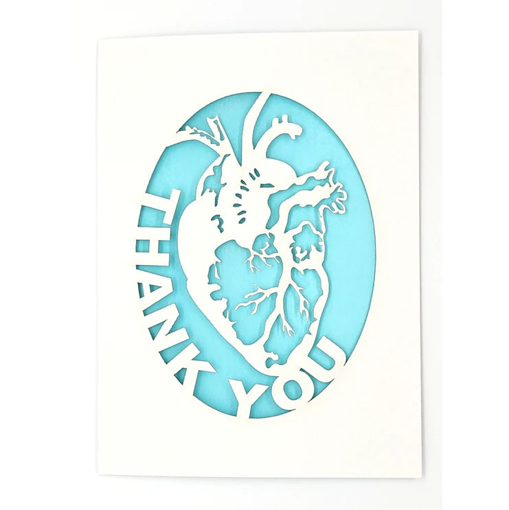 Laser Cut Greeting Card: Thank You Human Heart