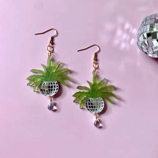 Disco Ball Planters Acrylic Earrings