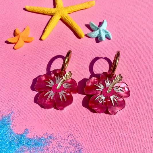 Hibiscus Acrylic Earrings