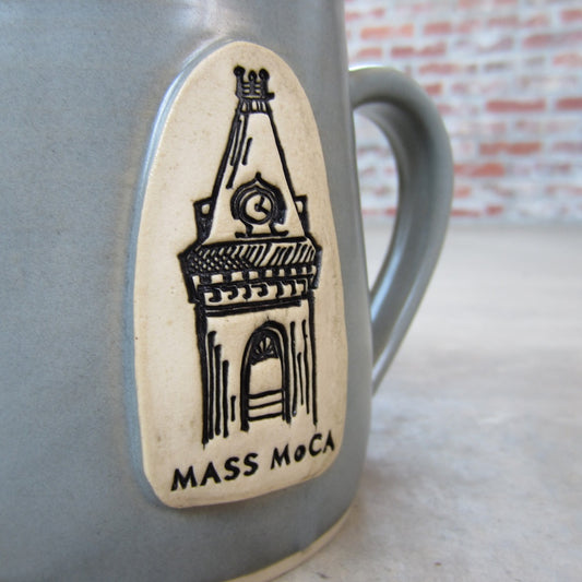MASS MoCA Handmade Ceramic Mug: Grey Clocktower