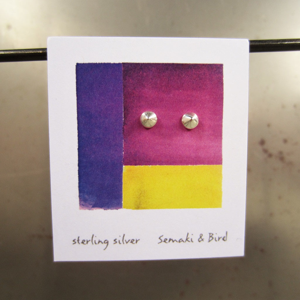 Abstract Studs: Silver Cones