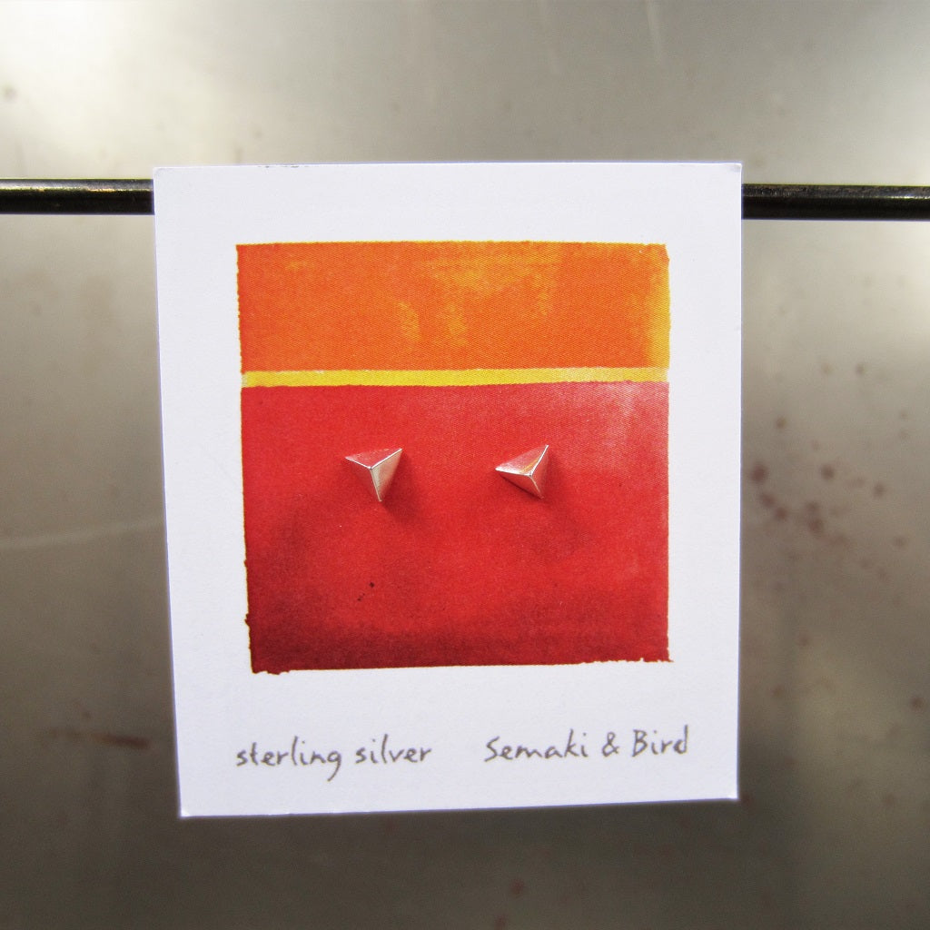 Abstract Studs: Silver Pyramids